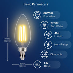 FLSNT primer plano del filamento LED que simula vela, estética clásica