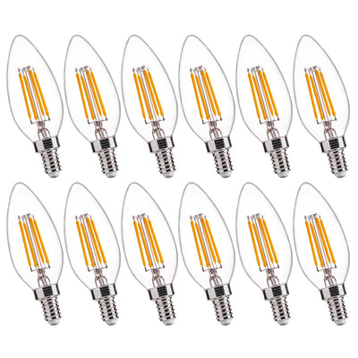 FLSNT pack de 12 bombillas B11 E12 vista frontal, ahorro energético