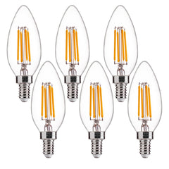 FLSNT paquete frontal de seis bombillas B11 mostrando valor y ahorro