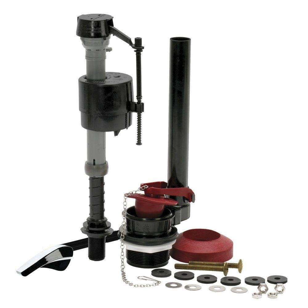 Fluidmaster empaque frontal mostrando kit completo y facilidad de instalación
