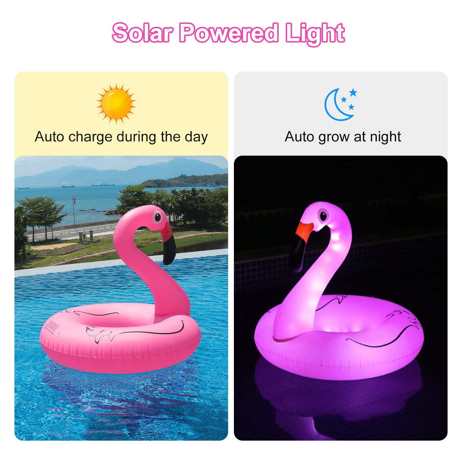 FlyfreeU panel solar en el flotador que carga luces automáticamente con el sol