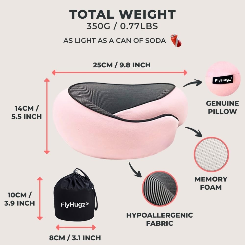 FlyHugz in use on airplane seat showing stabilized head and rested traveler
