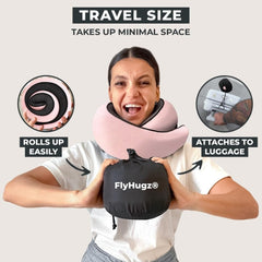 FlyHugz rolled for packing illustrating compact carry-on convenience