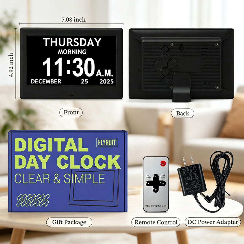FLYRUIT box with original power adapter, ensures continuous, accurate timekeeping