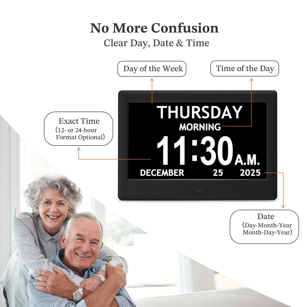 FLYRUIT display with visual reminder icons, helps prompt medication and activities