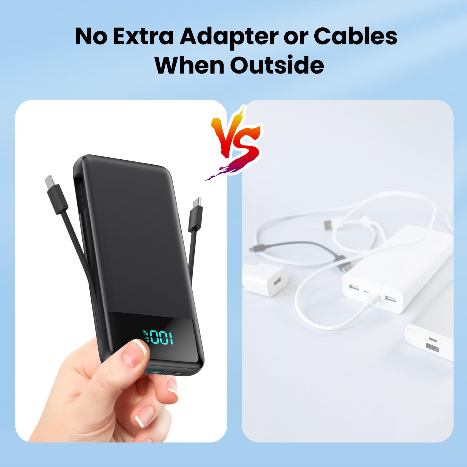 FOCHEW puertos Type-C y USB-A expuestos mostrando versatilidad de conexiones