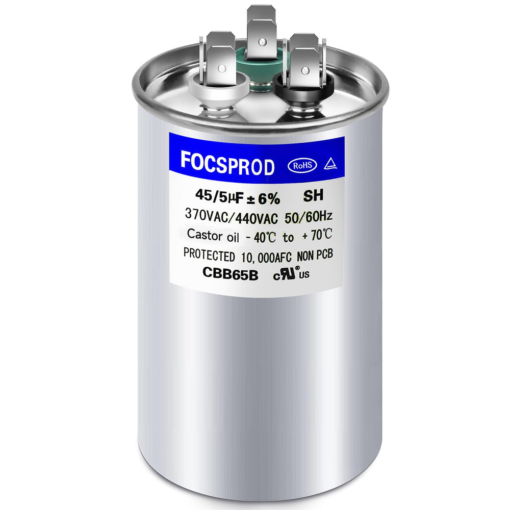 FOCSPROD capacitor frente mostrando carcasa y dimensiones para compatibilidad