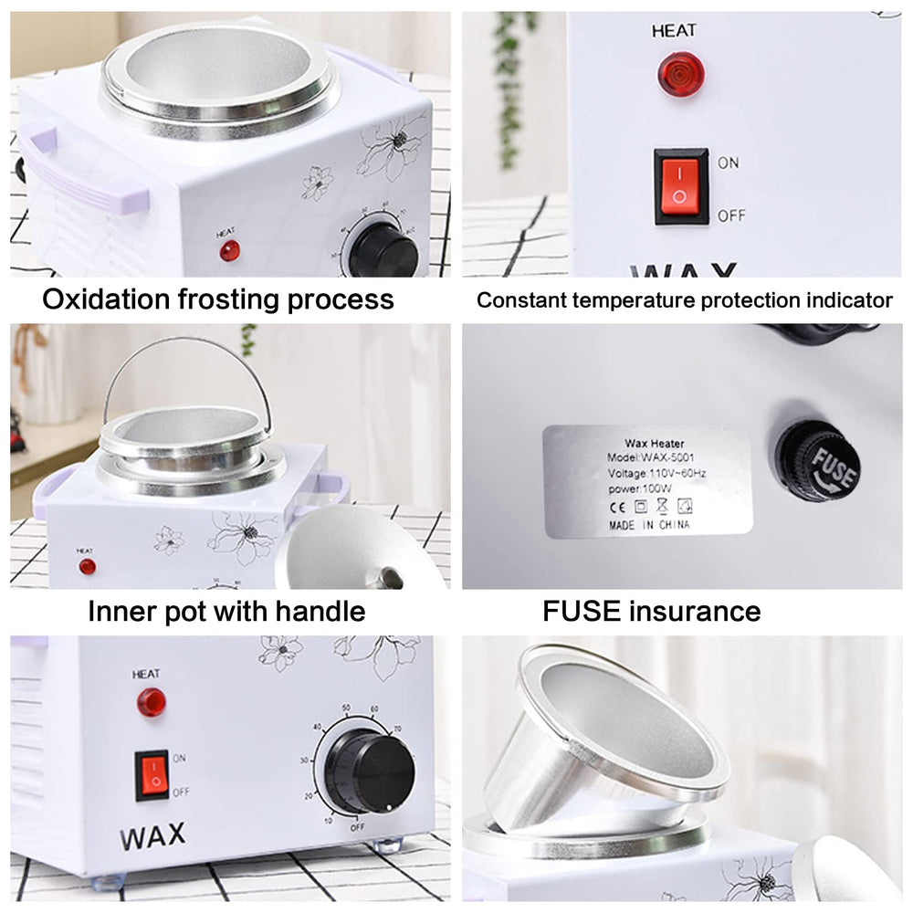 folconroad aplicación de cera en pierna usando la olla para depilación en casa con control de temperatura