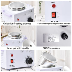 folconroad aplicación de cera en pierna usando la olla para depilación en casa con control de temperatura