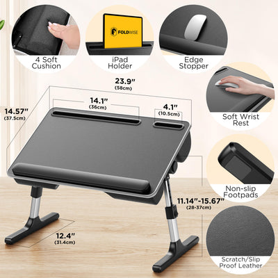FoldWise closeup leather surface highlighting slip-resistant finish and easy cleaning benefit
