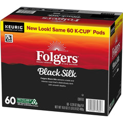 Folgers Black Silk café recién hecho con crema y aroma intenso visible
