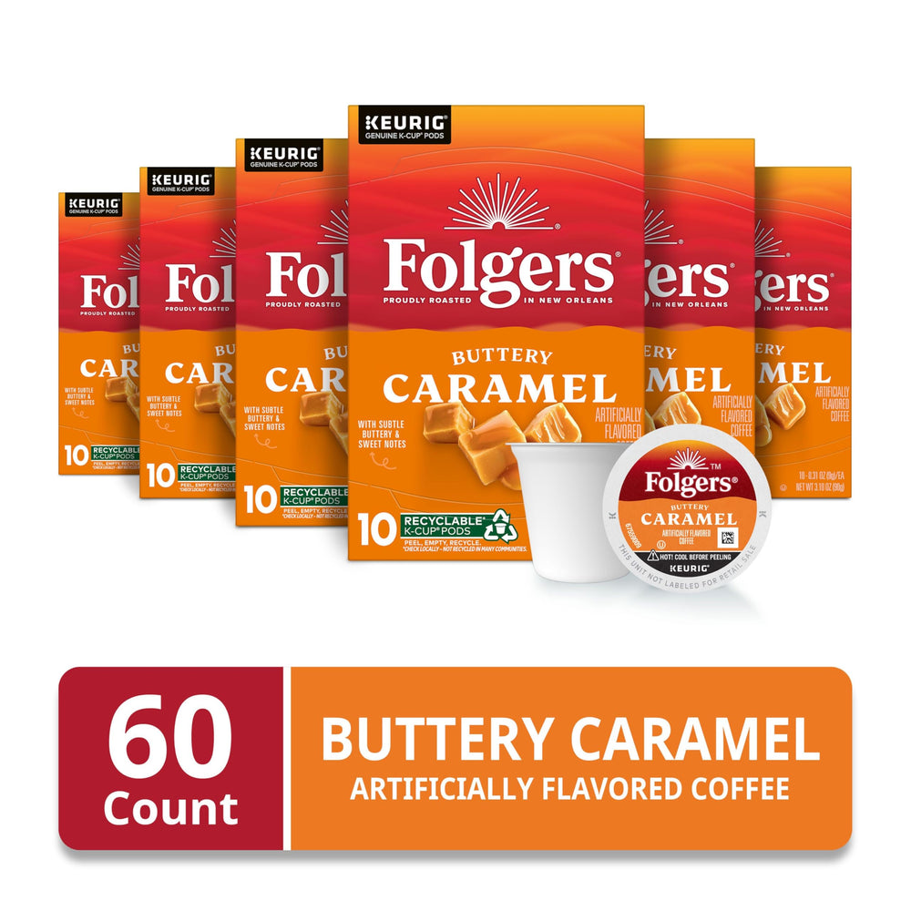 Folgers cápsula K-Cup primer plano que muestra diseño y practicidad
