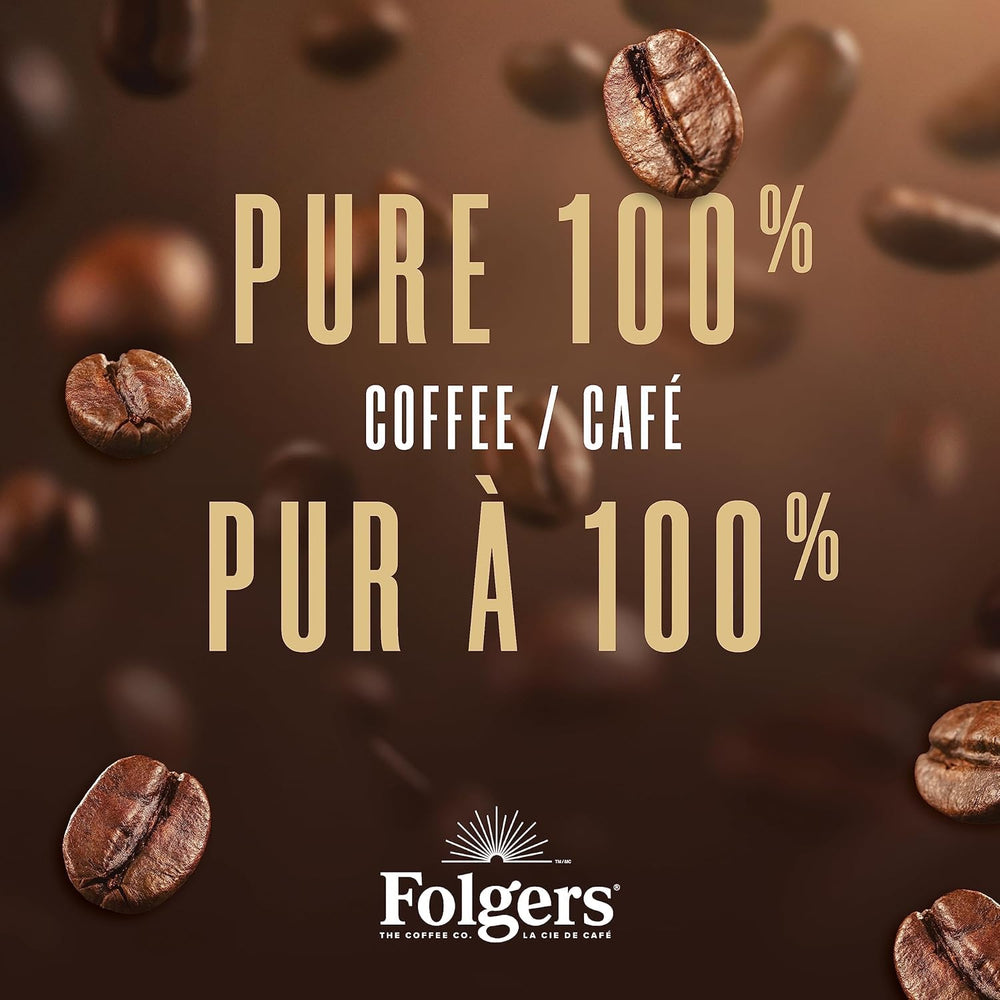 Folgers taza servida que ilustra cuerpo y color atractivo en la bebida