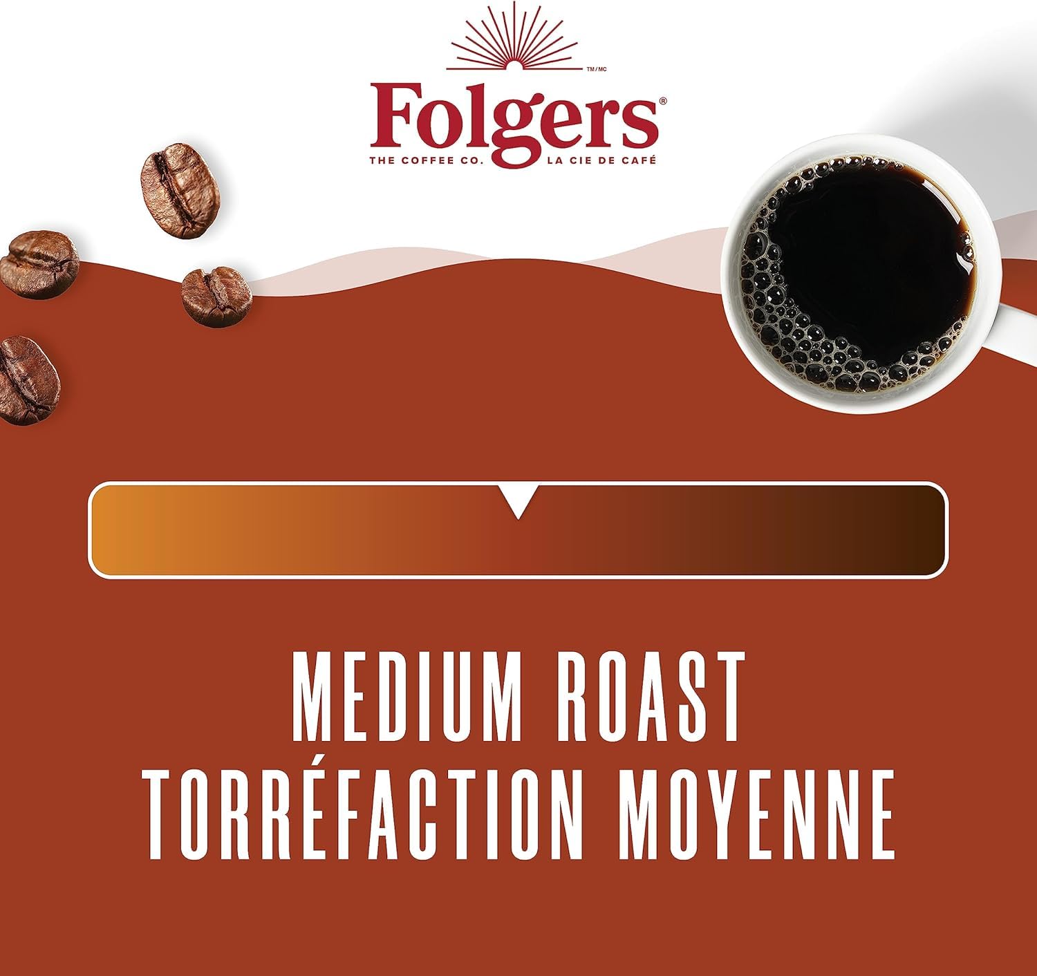 Folgers primer plano del café molido que resalta textura y frescura aromática