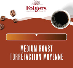 Folgers primer plano del café molido que resalta textura y frescura aromática