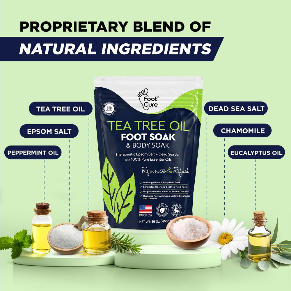 FOOT CURE etiqueta con ingredientes botánicos para cuidado natural