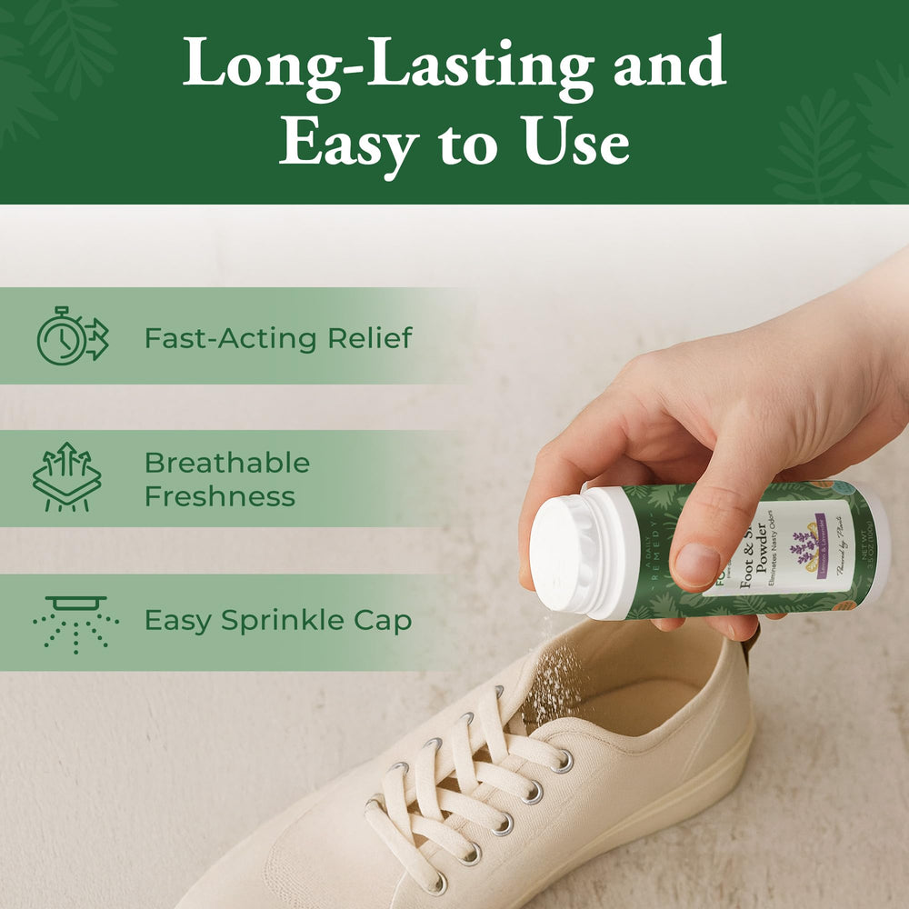 Foot Sense etiqueta de ingredientes botánicos y minerales, seguridad natural