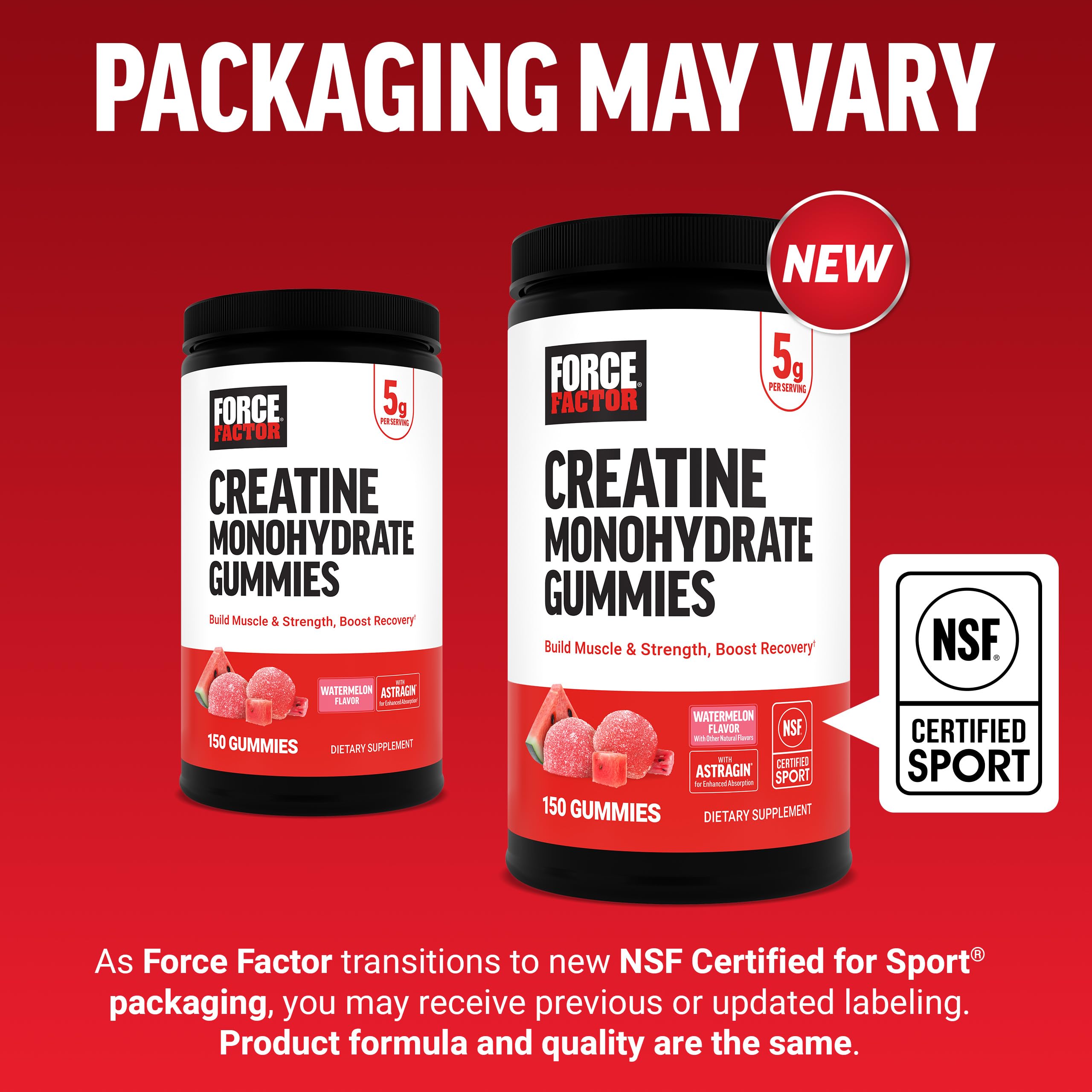 Force Factor etiqueta nutricional, muestra 5 g creatina por porción