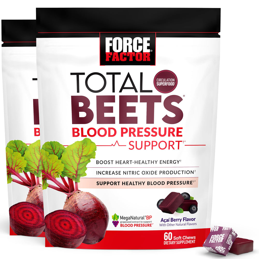 Force Factor Total Beets vista frontal mostrando el envase y beneficios visibles