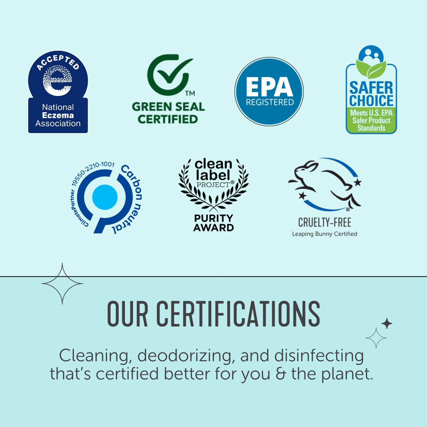 Force of Nature etiqueta con certificaciones EPA y sostenibilidad visibles