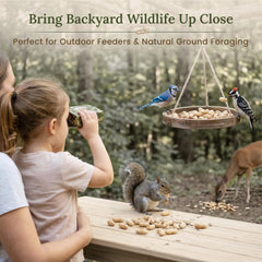 Forest Haven bonus binoculars beside bag for easier wildlife viewing