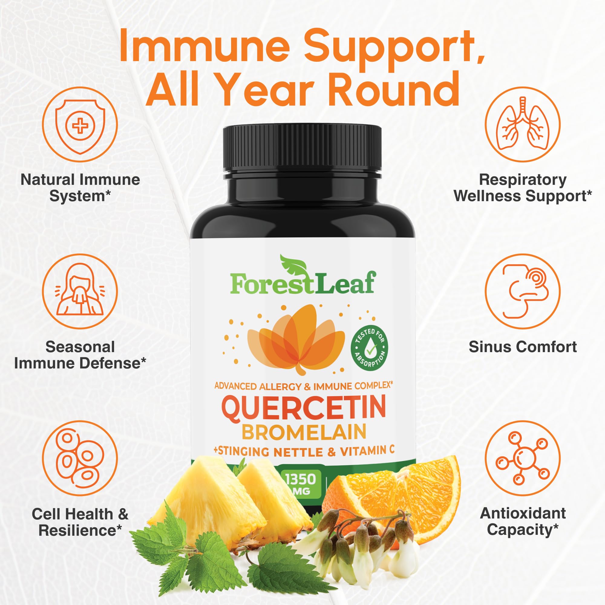ForestLeaf single vegetarian capsule closeup highlighting easy swallow
