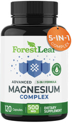 ForestLeaf envase frontal del Magnesium Complex mostrando 120 cápsulas y principal beneficio