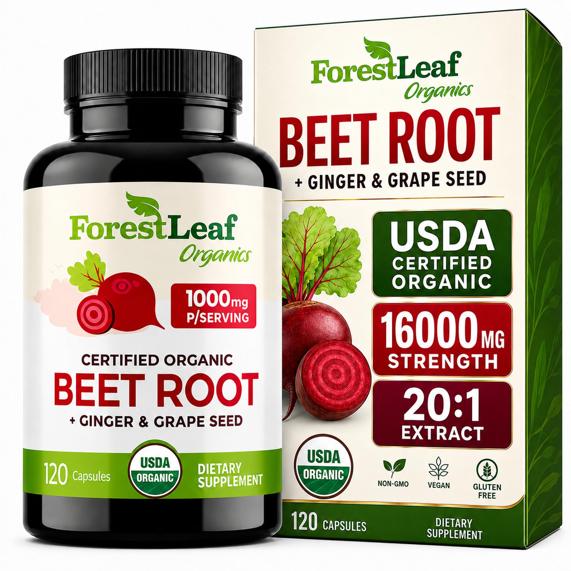 ForestLeaf frasco frontal mostrando etiqueta clara y beneficios orgánicos