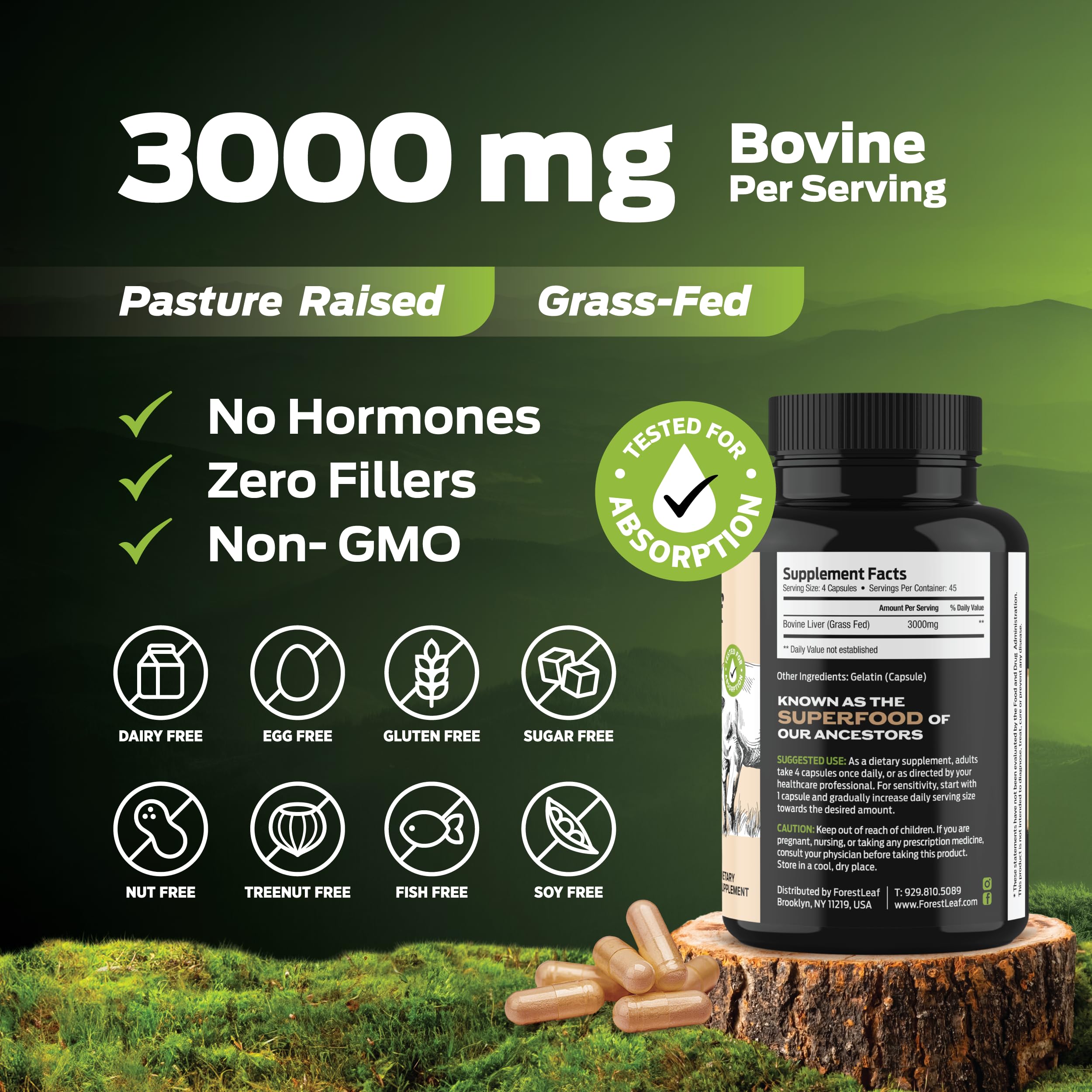 ForestLeaf etiqueta nutricional con información de nutrientes