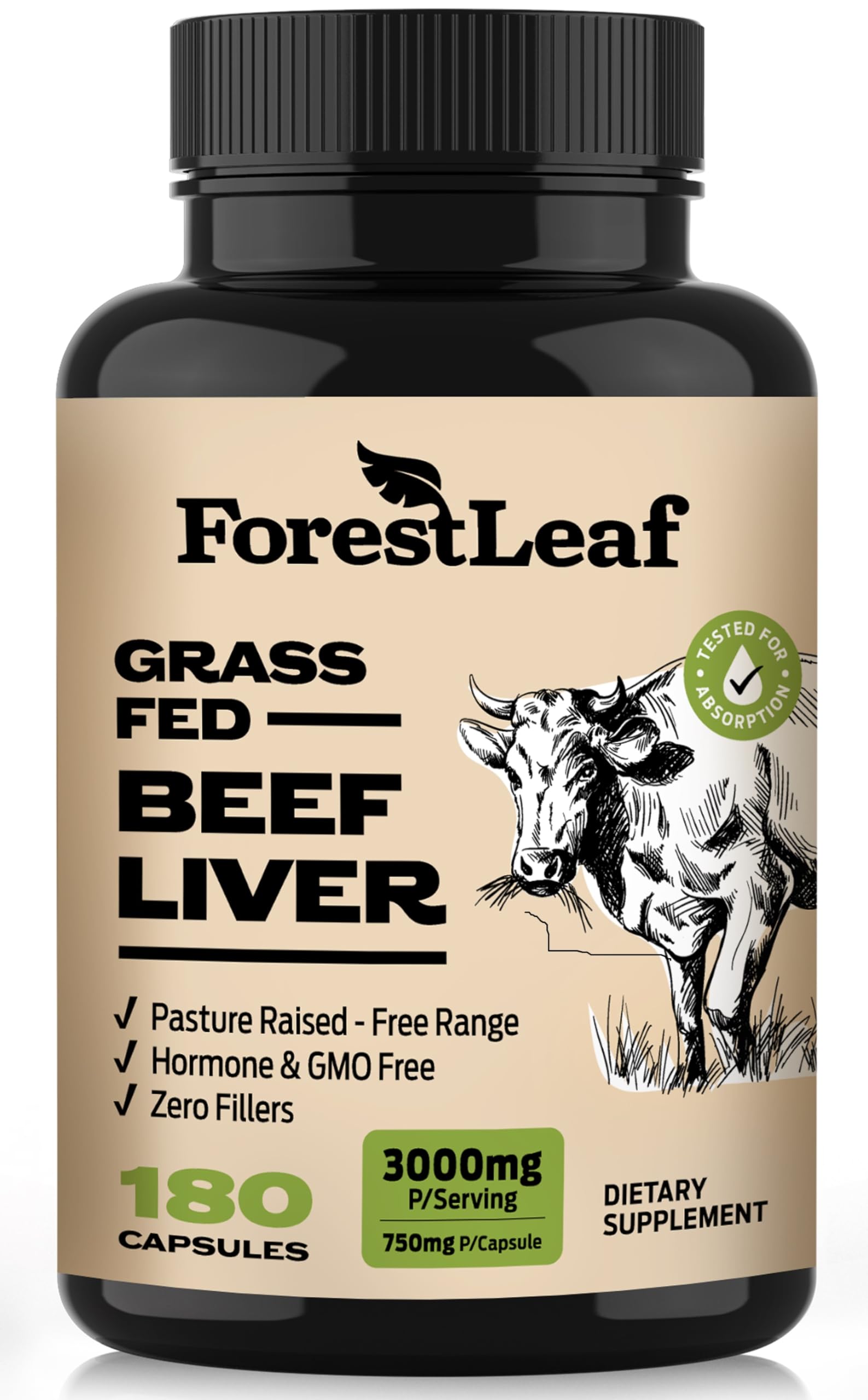 ForestLeaf frasco frontal mostrando etiqueta clara y beneficios