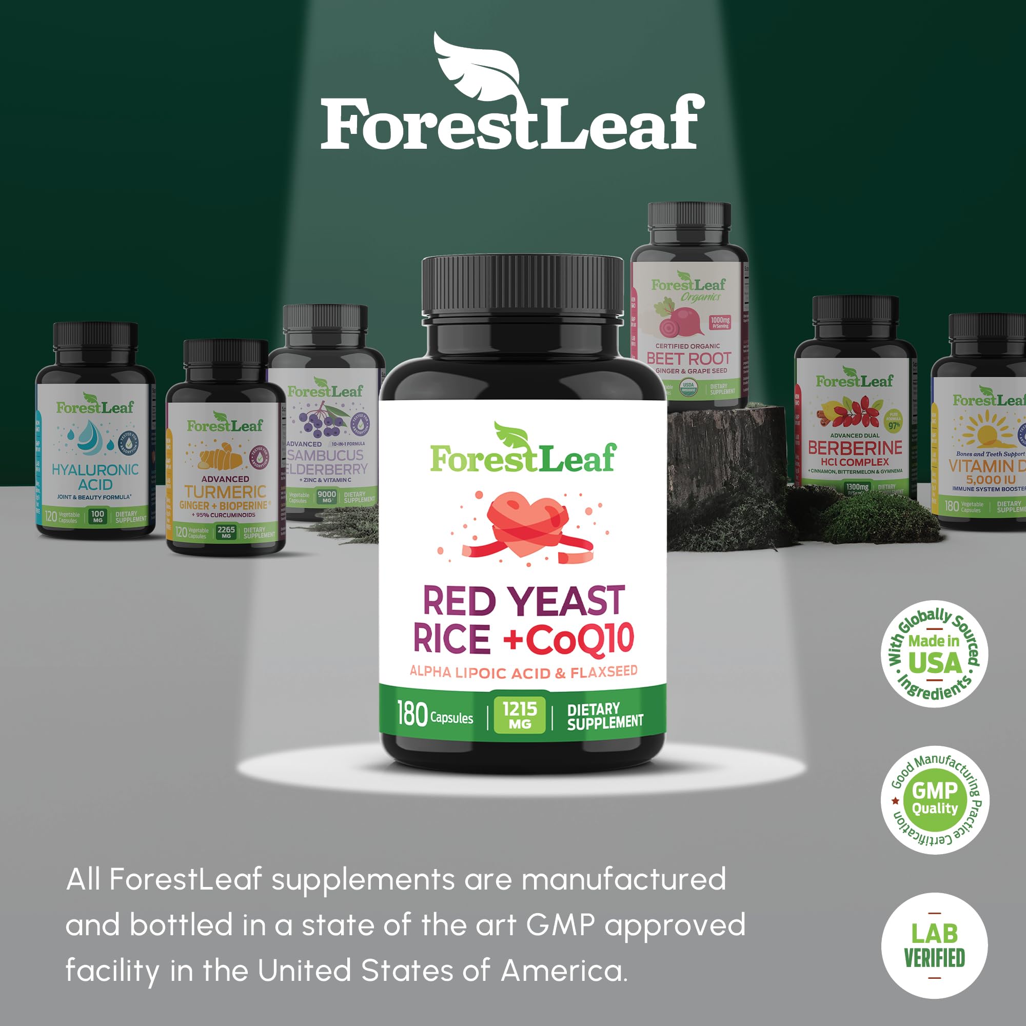 ForestLeaf frasco con certificado de pruebas de laboratorio para confianza
