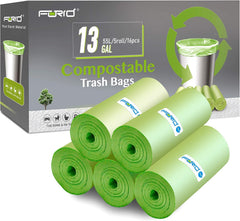 FORID paquete frontal mostrando 80 bolsas compostables y 5 rollos, almacenamiento compacto