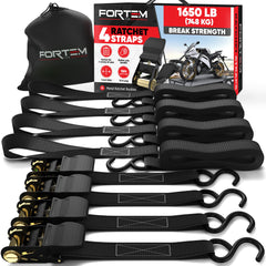 FORTEM paquete frontal con 4 trinquetes y correas listos para transportar