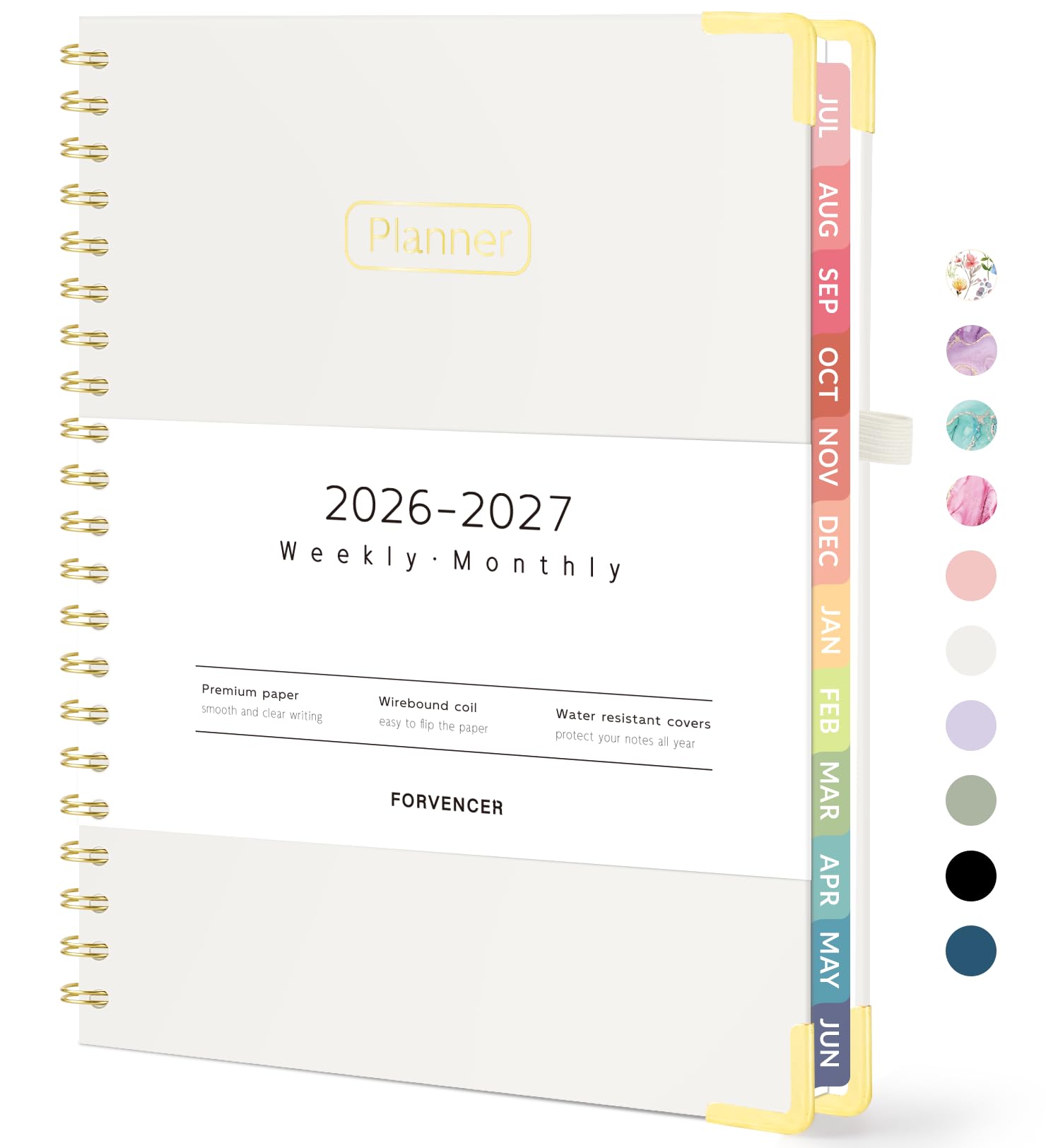 Forvencer portada frontal del planner 2026-2027 mostrando diseño elegante y colores llamativos