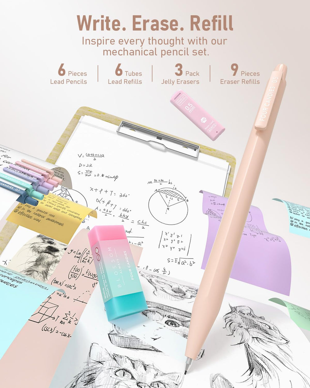 Four Candies organizador abierto con cuatro compartimentos y capacidad