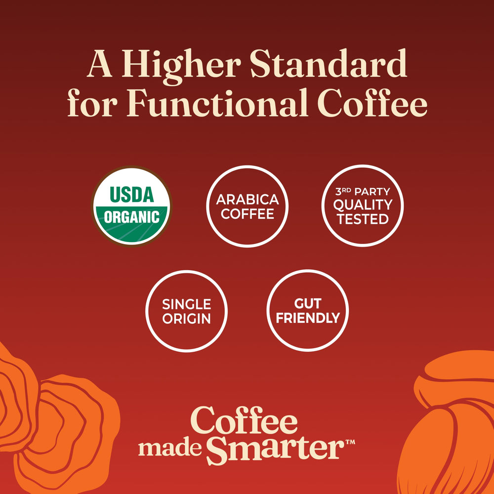 Four Sigmatic textura del café molido, aroma intenso y cuerpo