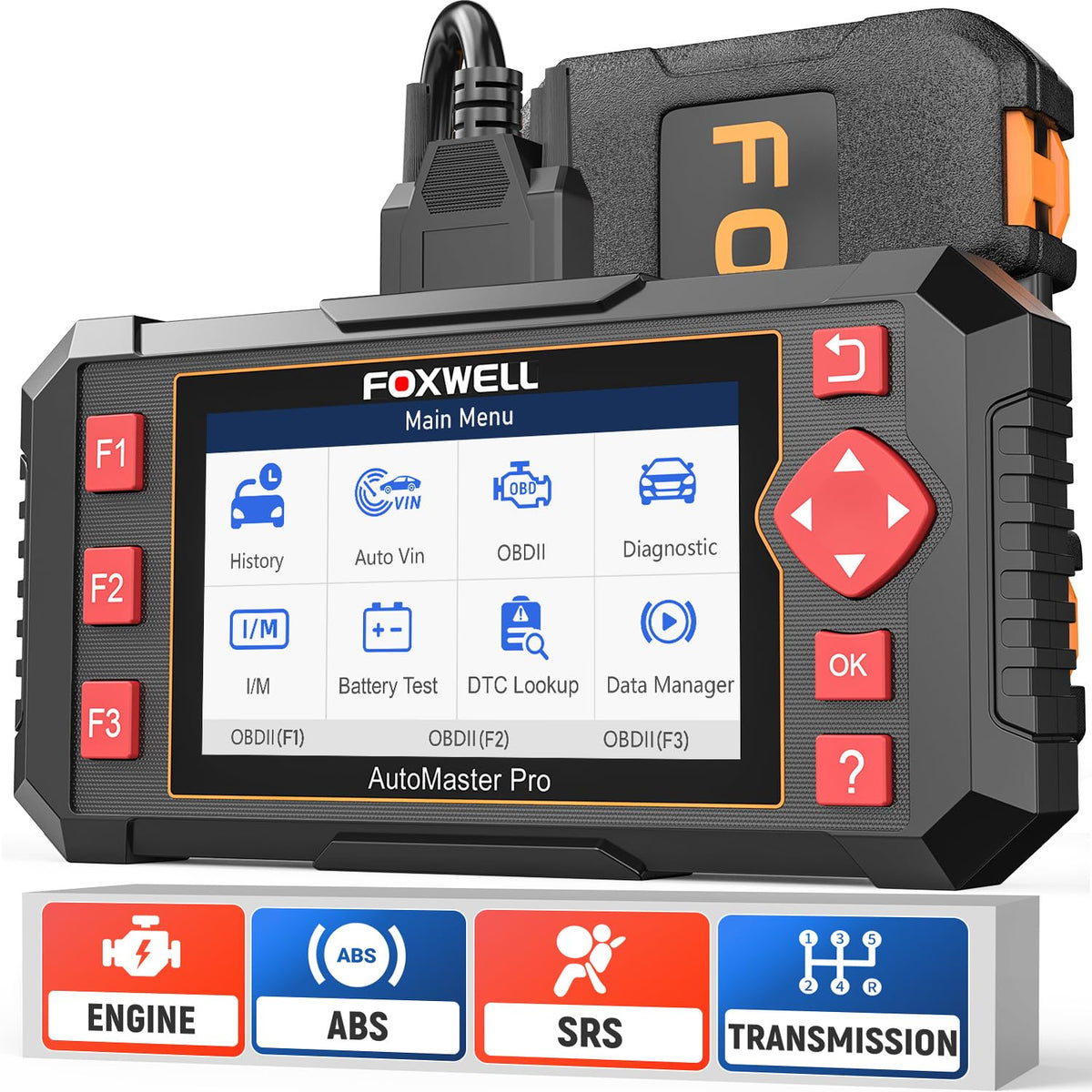 FOXWELL NT604 Elite frontal con pantalla clara y controles, diagnóstico rápido