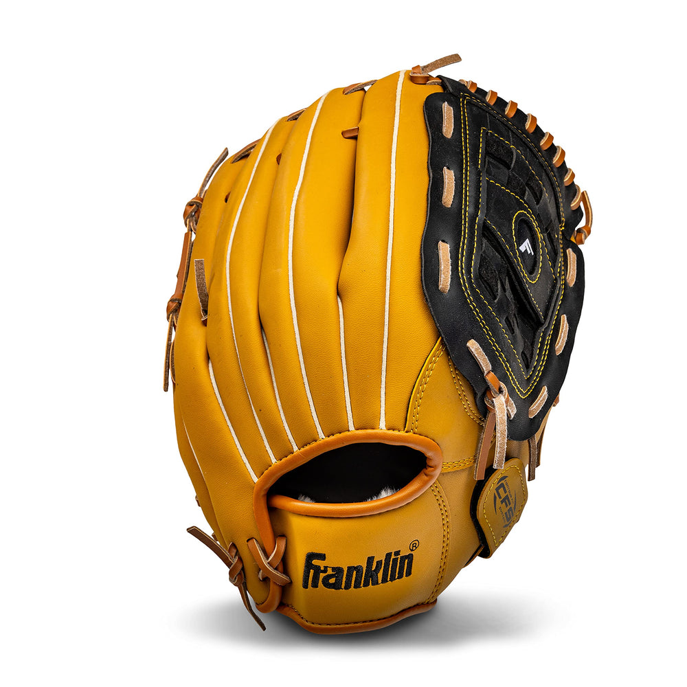 Franklin Sports guante frontal 12.5" mostrando diseño y forma, ideal para juego inmediato