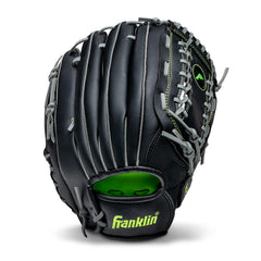 Franklin Sports front view showing glove shape and Midnight finish for immediate use