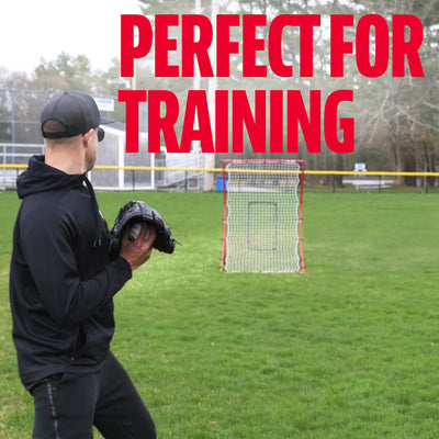 Franklin Sports trainer beside baseball for scale to visualize size