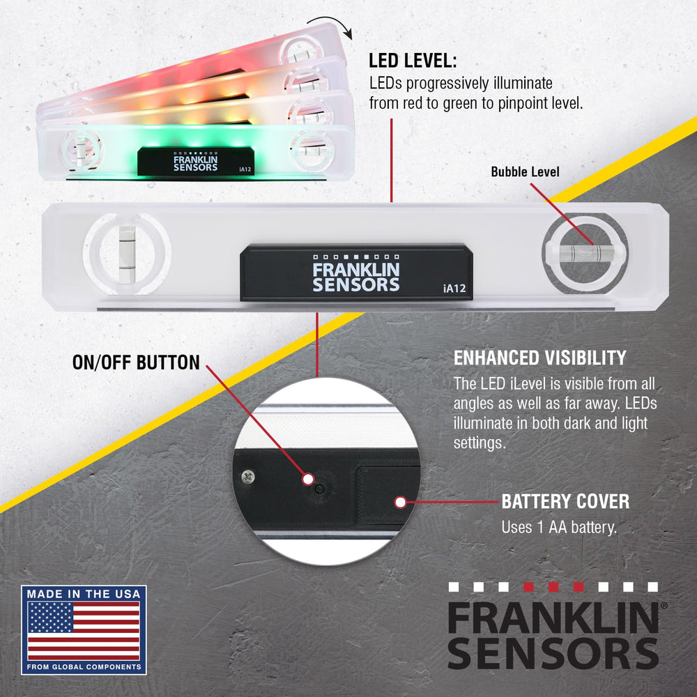 Franklin Sensors nivel en obra mostrando facilidad de uso y alineación rápida
