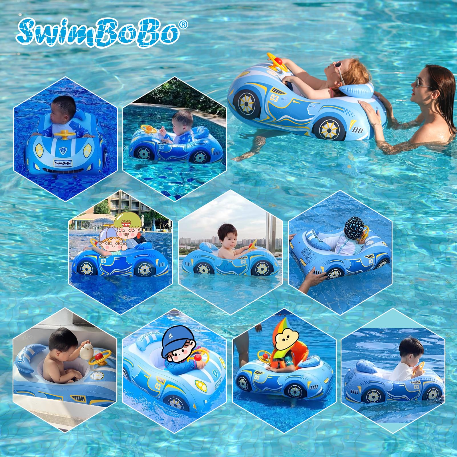 Free Swimming Baby comparación de tamaño para evaluar ajuste y transporte
