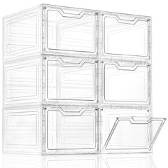 Freebat front view of 6-pack clear bins showing organized storage benefit