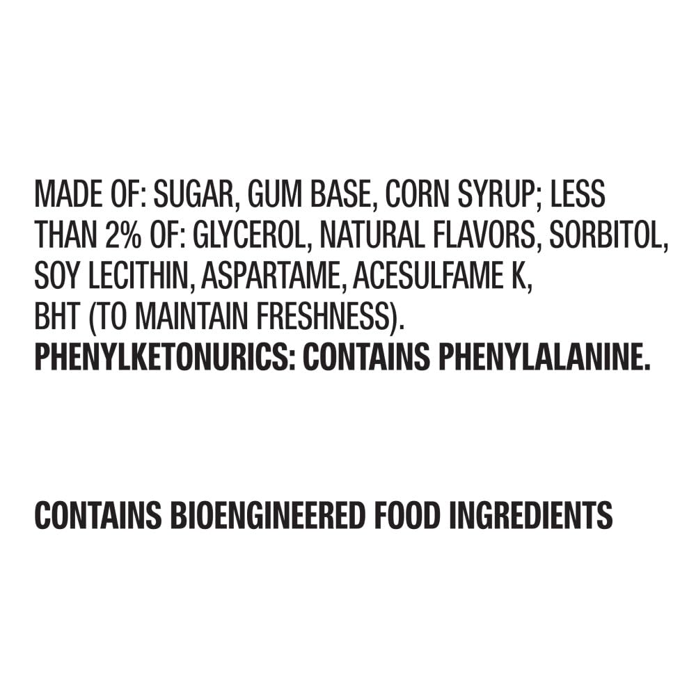 Etiqueta nutricional de Freedent en primer plano para revisar ingredientes