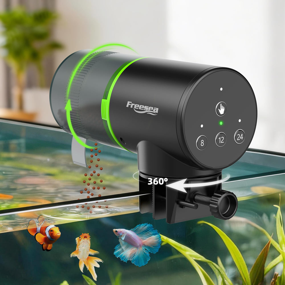 FREESEA vista frontal del comedero con diseño compacto y control fiable
