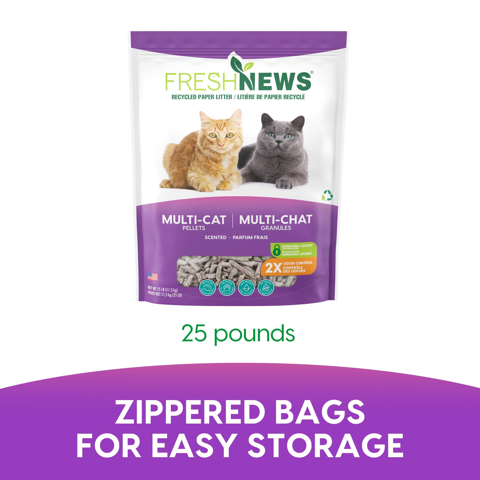 Cat using Fresh News litter to show comfort and reduced tracking benefit