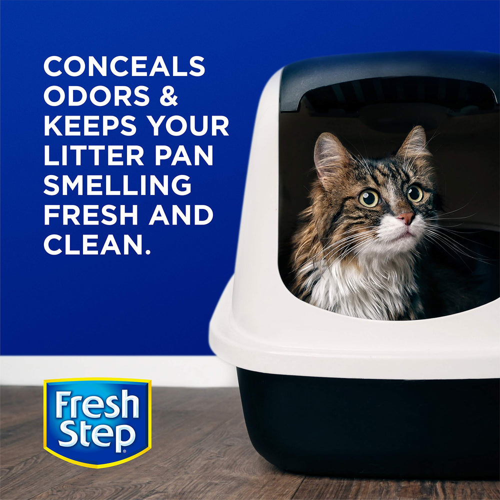 Fresh Step comparación tamaño 15 oz junto a objetos cotidianos para referencia clara