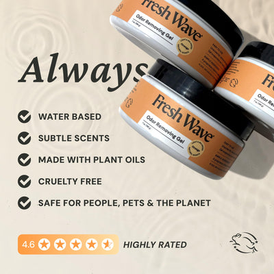 Fresh Wave primer plano de textura del gel resaltando acción de absorción