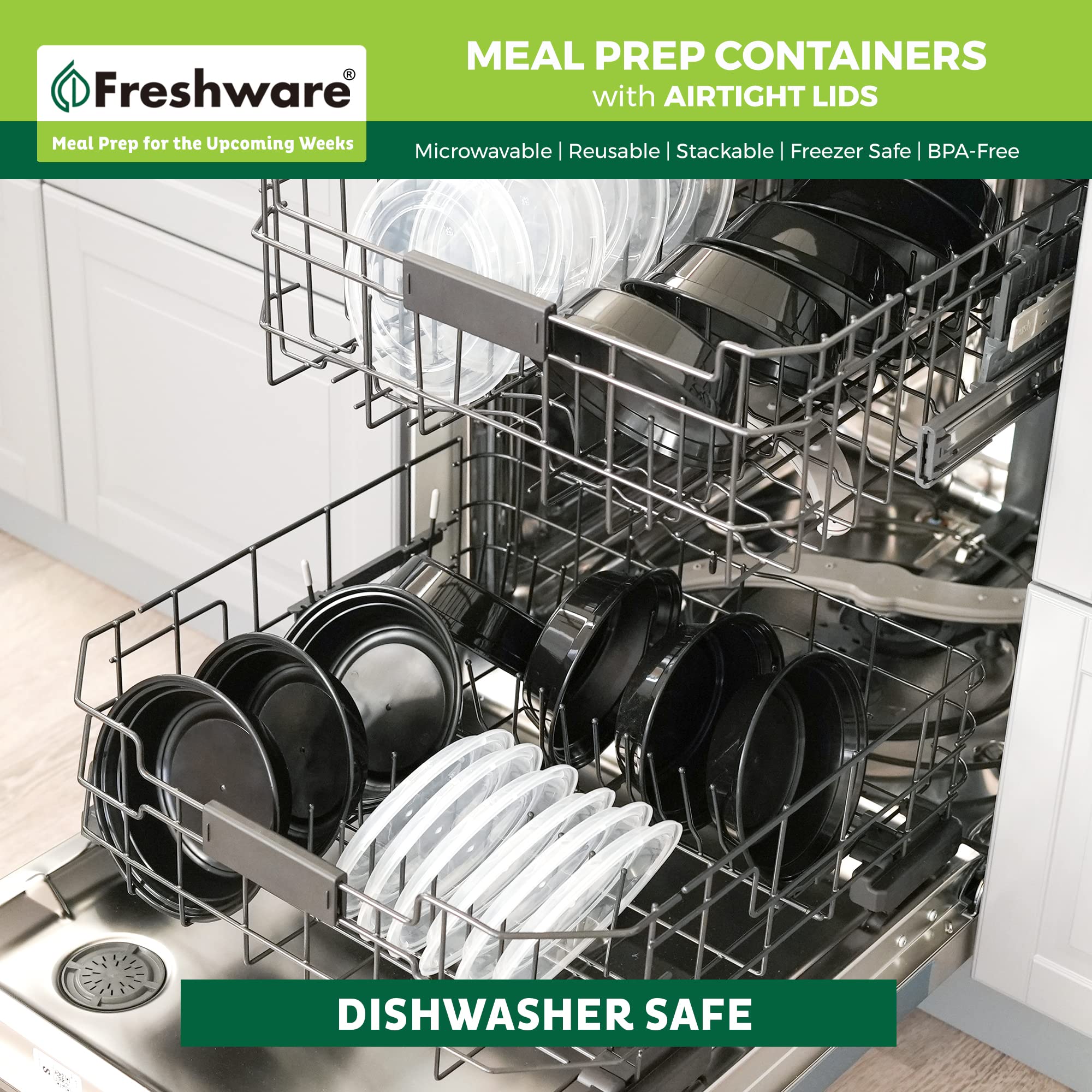 Freshware contenedores apilados en la nevera optimizando espacio y organización