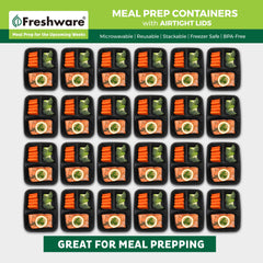 Freshware vista superior mostrando tres compartimentos, separa alimentos fácilmente